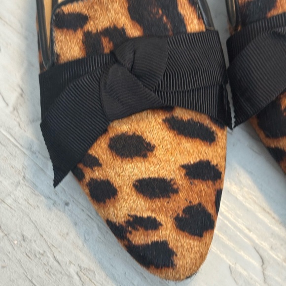 Talbots Maddie Leopard Print Calf Hair Mules with Black Bow Women’s Size 6 - Picture 4 of 14